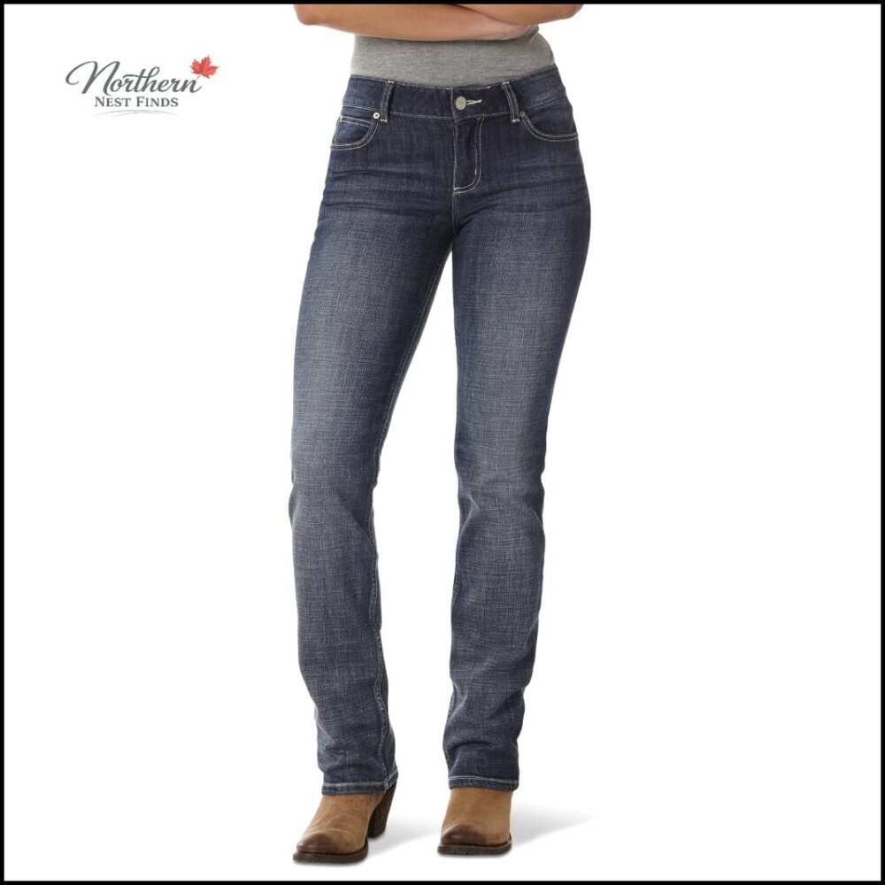 Mid Rise Straight Leg Jeans Western Stretch Denim
